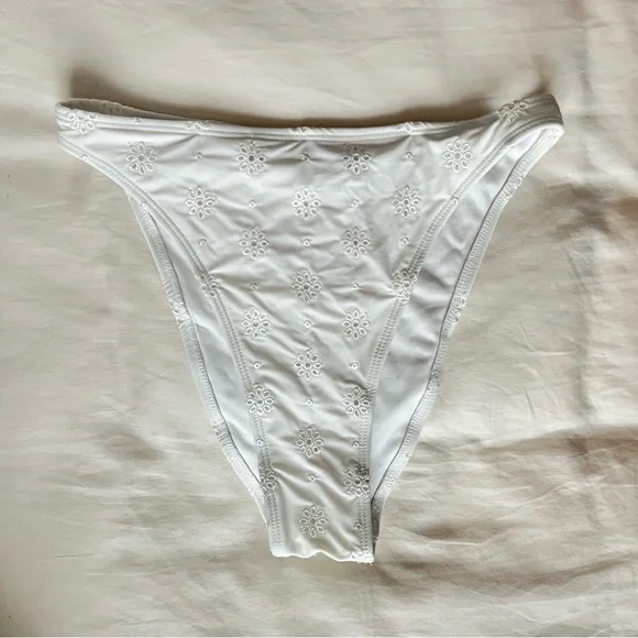 Wild Fable White Eyelet High Waist Cheeky Bikini Bottom - Picture 3 of 9